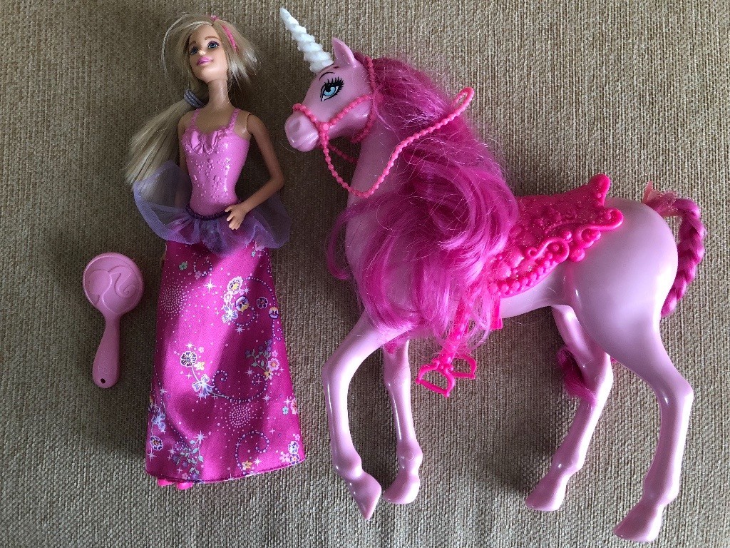 barbie princess doll and regal unicorn